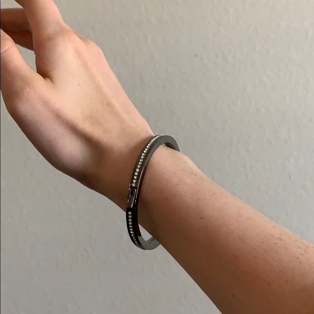 Kate Spade bedazzled bangle in titanium